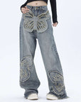 Butterfly Patch Decoration Jeans For Men AliFinds