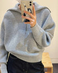 Casual Style Neck Wool Blend Knit Sweater AliFinds