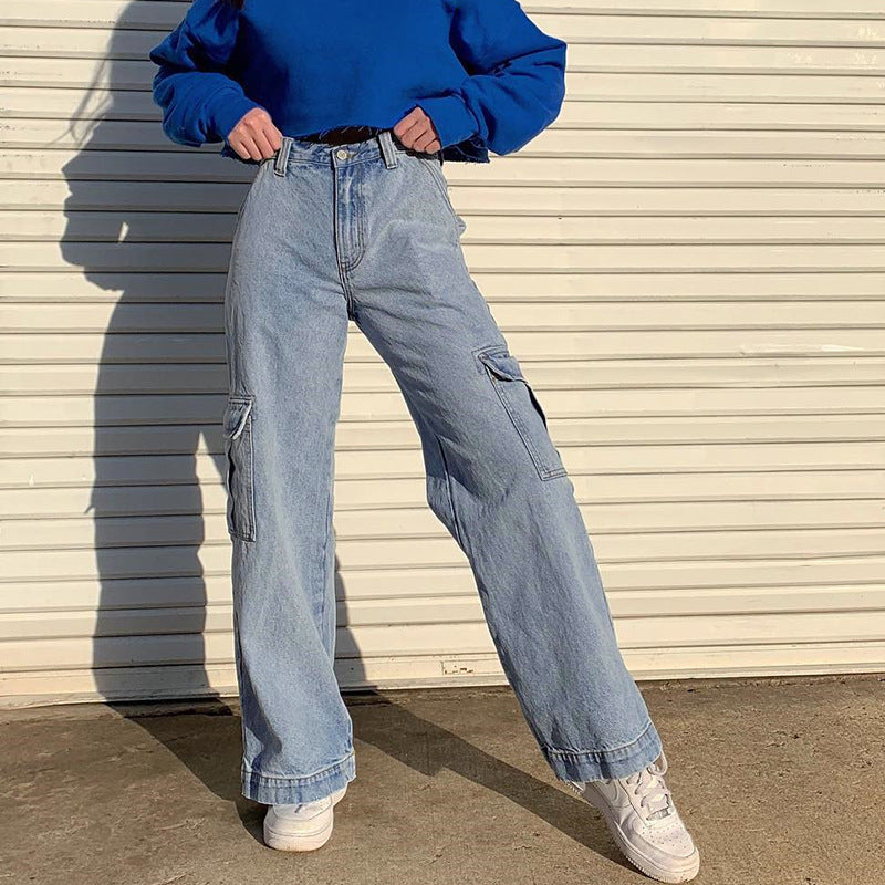 Denim straight leg pants AliFinds