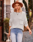 Dolman Sleeve Sweater With Pocket Solid Color Pullover Tops Women AliFinds