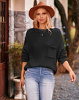 Dolman Sleeve Sweater With Pocket Solid Color Pullover Tops Women AliFinds