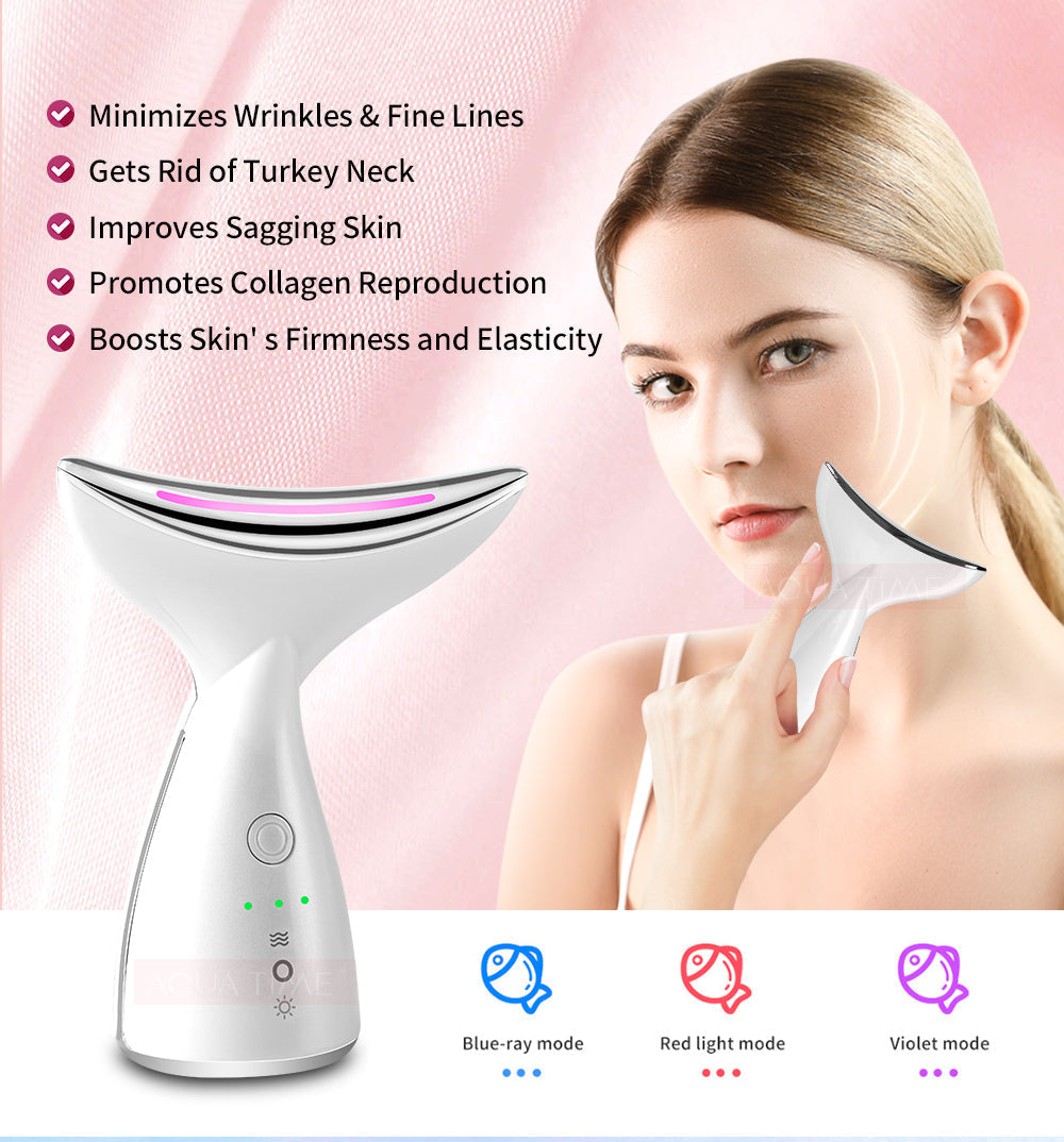 EMS Microcurrent Neck Face Beauty Device With 3 Colors LED Photon Therapy Skin Tighten Reduce Double Chin Face Lifting Devices AliFinds