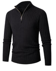 Foreign Trade Cross-border Vertical Bar Half Turtleneck Zipper Bottoming Sweater AliFinds