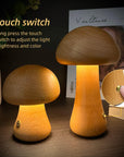 INS Wooden Cute Mushroom LED Night Light With Touch Switch  Bedside Table Lamp For Bedroom Childrens Room Sleeping Night Lamps Home Decor AliFinds