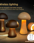 INS Wooden Cute Mushroom LED Night Light With Touch Switch  Bedside Table Lamp For Bedroom Childrens Room Sleeping Night Lamps Home Decor AliFinds