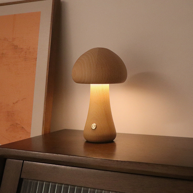 INS Wooden Cute Mushroom LED Night Light With Touch Switch  Bedside Table Lamp For Bedroom Childrens Room Sleeping Night Lamps Home Decor AliFinds