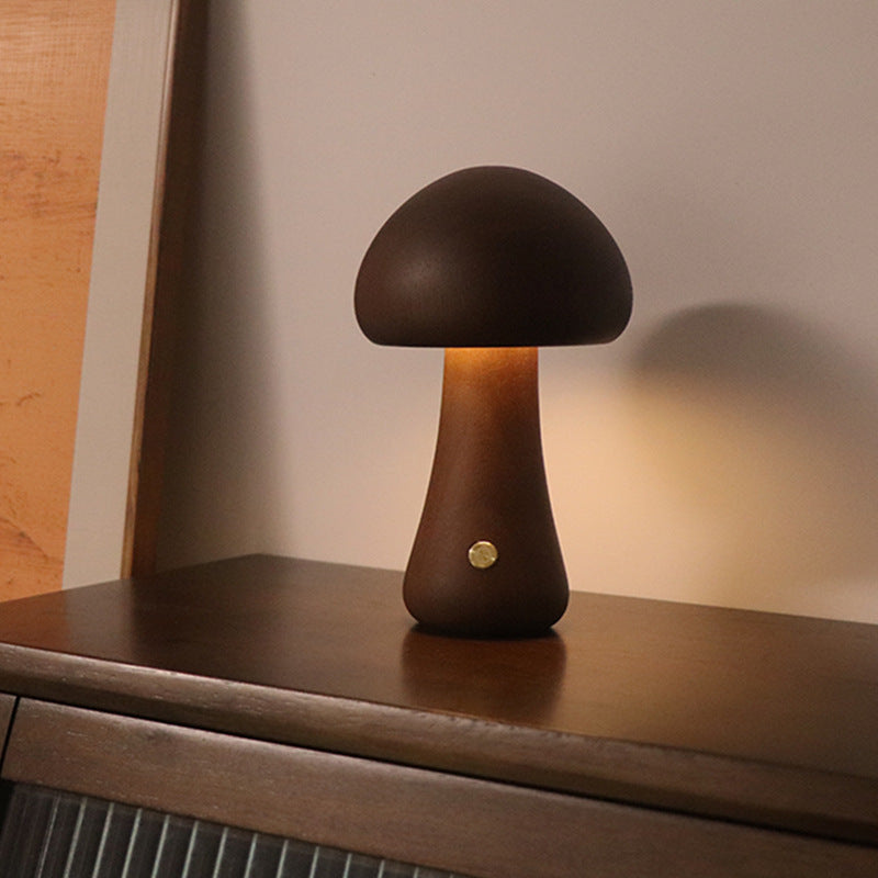 INS Wooden Cute Mushroom LED Night Light With Touch Switch  Bedside Table Lamp For Bedroom Childrens Room Sleeping Night Lamps Home Decor AliFinds