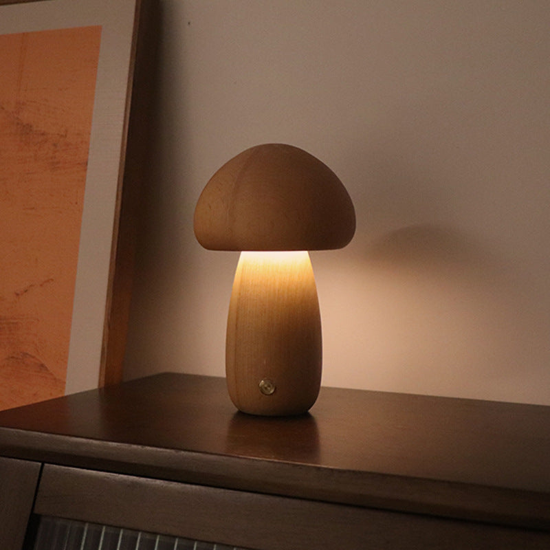 INS Wooden Cute Mushroom LED Night Light With Touch Switch  Bedside Table Lamp For Bedroom Childrens Room Sleeping Night Lamps Home Decor AliFinds