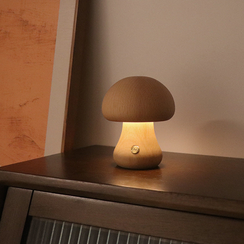 INS Wooden Cute Mushroom LED Night Light With Touch Switch  Bedside Table Lamp For Bedroom Childrens Room Sleeping Night Lamps Home Decor AliFinds