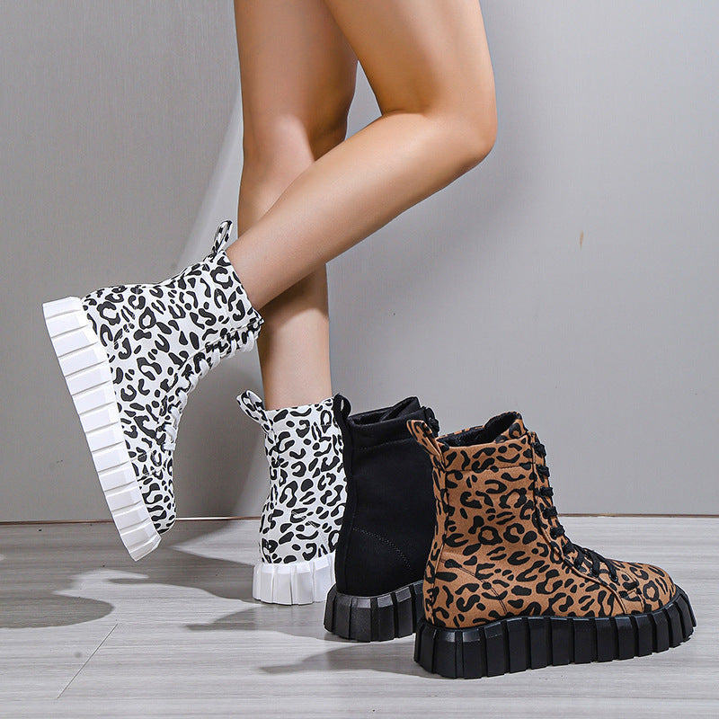 Leopard Print Women Shoes Platform Boots AliFinds