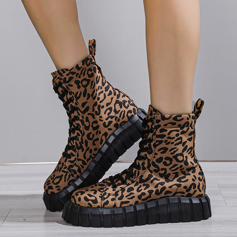 Leopard Print Women Shoes Platform Boots AliFinds