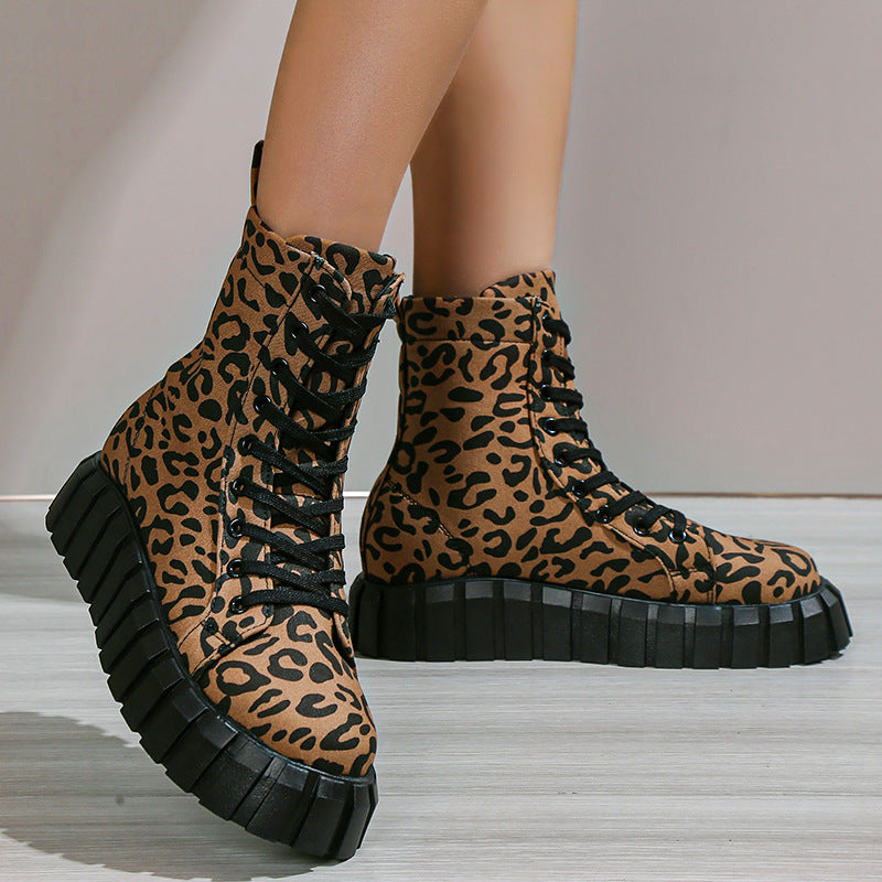 Leopard Print Women Shoes Platform Boots AliFinds