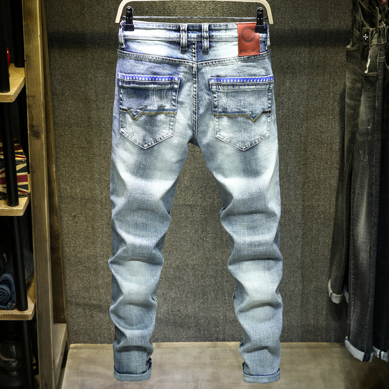 Light Blue Ripped Jeans For Men AliFinds