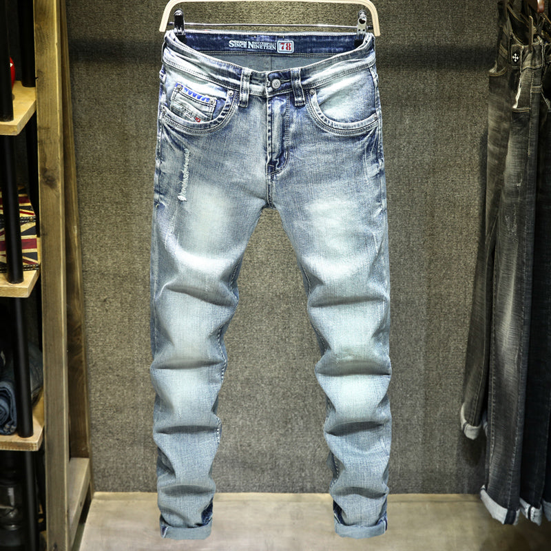 Light Blue Ripped Jeans For Men AliFinds