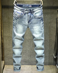 Light Blue Ripped Jeans For Men AliFinds