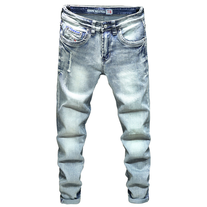 Light Blue Ripped Jeans For Men AliFinds