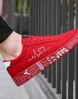 Love Print Canvas Shoes Women Men Flats Lace-up Casual Shoes Lover Sports Shoes Valentines Day AliFinds