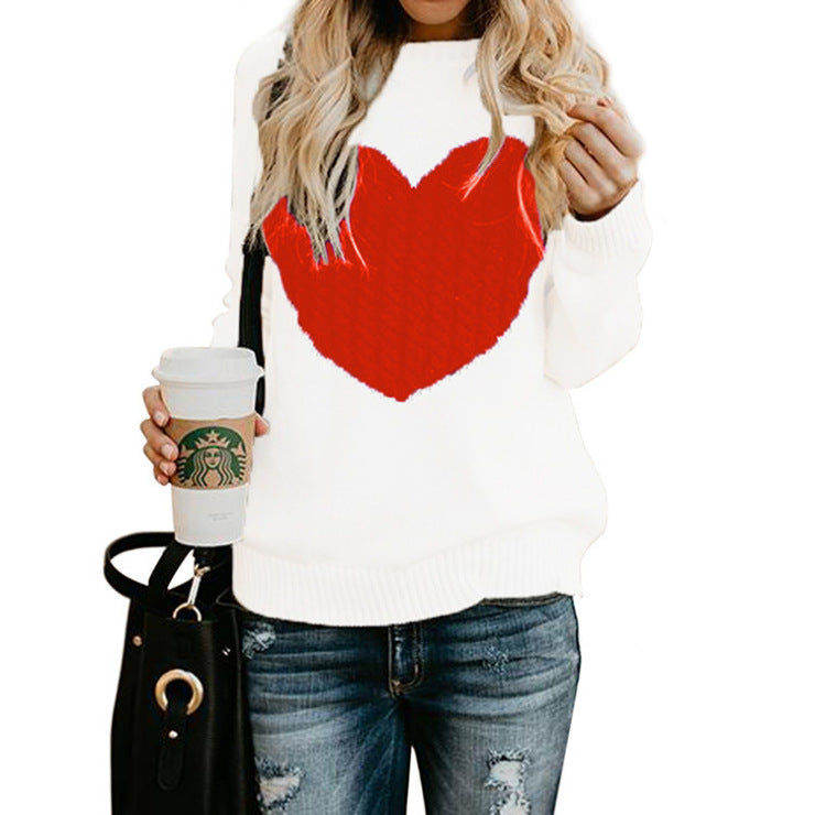 Love Printed Pullover Sweater For Women Solid Color Spring And Autumn Clothes Valentines Day AliFinds