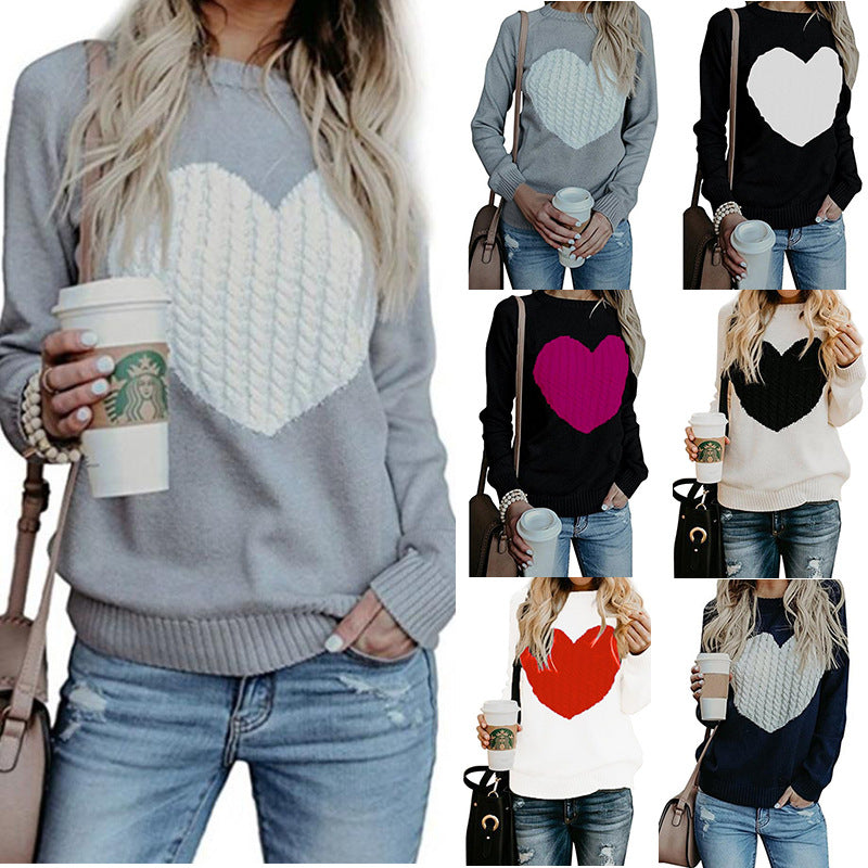 Love Printed Pullover Sweater For Women Solid Color Spring And Autumn Clothes Valentines Day AliFinds