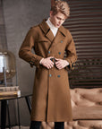 Men's Double Breasted Knee Length Woolen Coat AliFinds