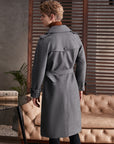 Men's Double Breasted Knee Length Woolen Coat AliFinds