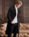 Men's Double Breasted Knee Length Woolen Coat AliFinds