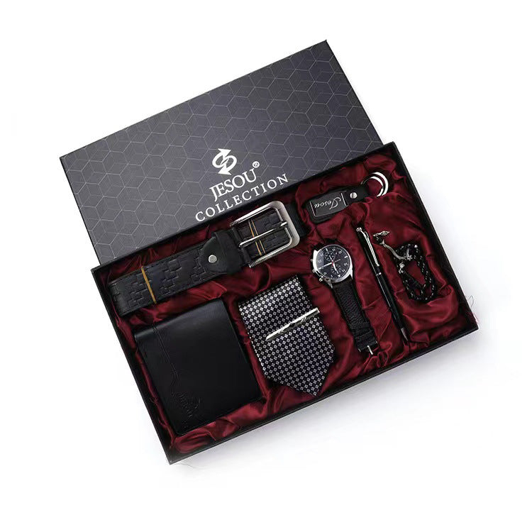 Men&#39;s Gift Suit Exquisite Packaging Watch Belt Tie Wallet Simple Combination Suit AliFinds