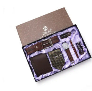 Men&#39;s Gift Suit Exquisite Packaging Watch Belt Tie Wallet Simple Combination Suit AliFinds