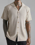 Men's Knitted Button Short-sleeved Shirt AliFinds