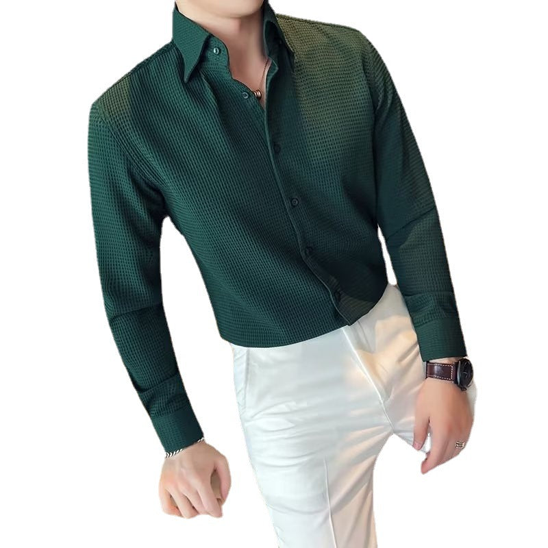 Men&#39;s Long-sleeved Business High-grade Slim Shirt AliFinds