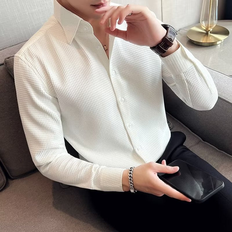 Men&#39;s Long-sleeved Business High-grade Slim Shirt AliFinds