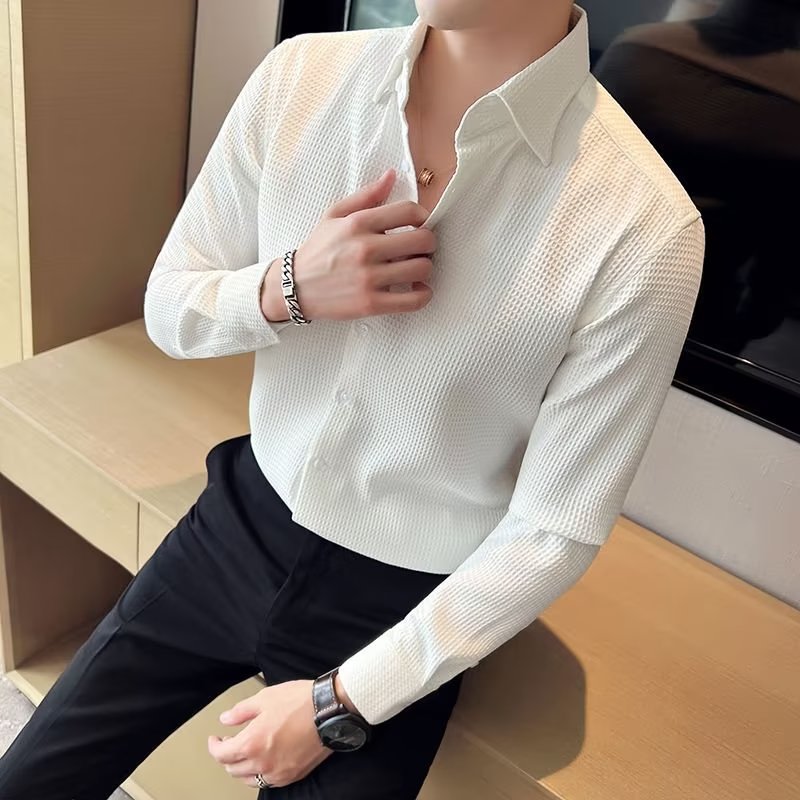 Men&#39;s Long-sleeved Business High-grade Slim Shirt AliFinds