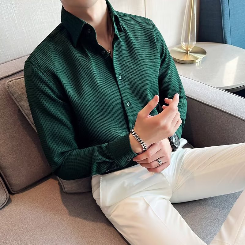 Men&#39;s Long-sleeved Business High-grade Slim Shirt AliFinds