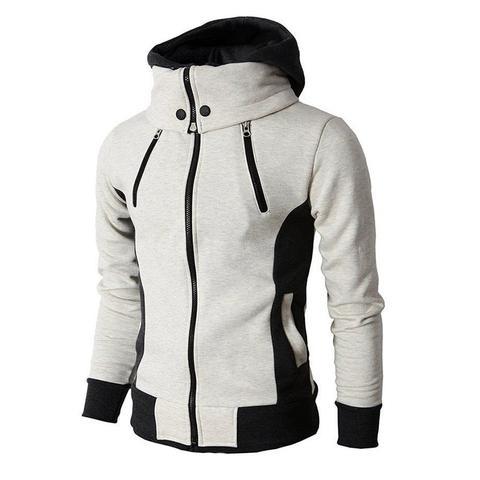 Men&#39;s Zip UP Hooded Jacket Fake Two Piece Sports Cardigan Casual Slim Sweatshirt Jacket AliFinds