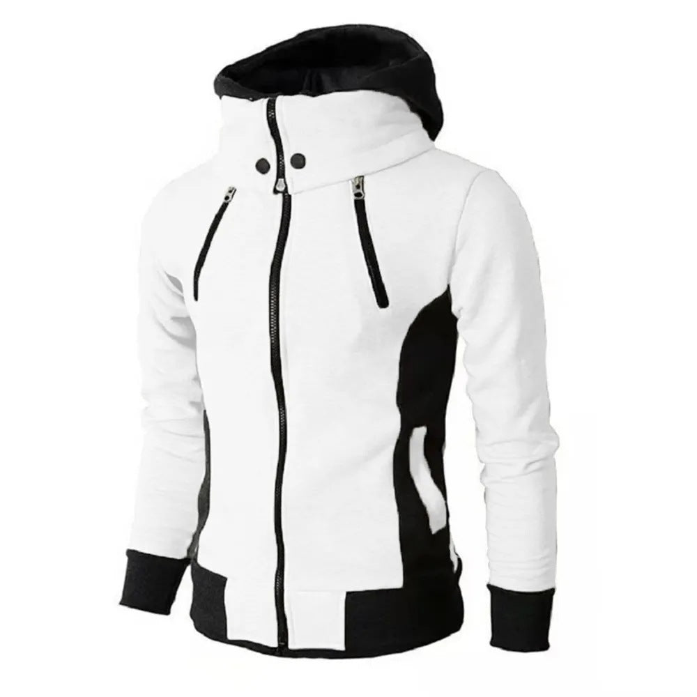 Men&#39;s Zip UP Hooded Jacket Fake Two Piece Sports Cardigan Casual Slim Sweatshirt Jacket AliFinds