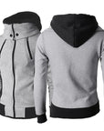 Men's Zip UP Hooded Jacket Fake Two Piece Sports Cardigan Casual Slim Sweatshirt Jacket AliFinds