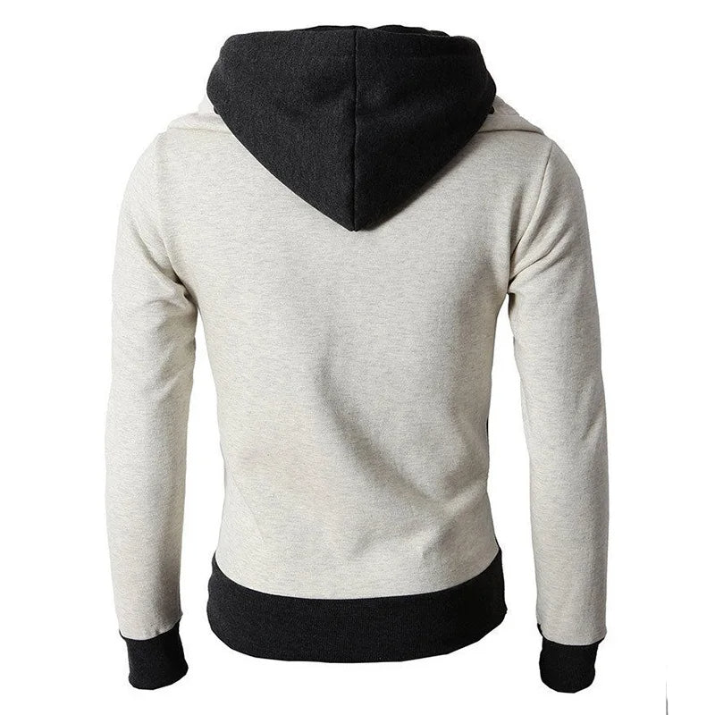 Men&#39;s Zip UP Hooded Jacket Fake Two Piece Sports Cardigan Casual Slim Sweatshirt Jacket AliFinds