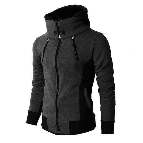 Men&#39;s Zip UP Hooded Jacket Fake Two Piece Sports Cardigan Casual Slim Sweatshirt Jacket AliFinds