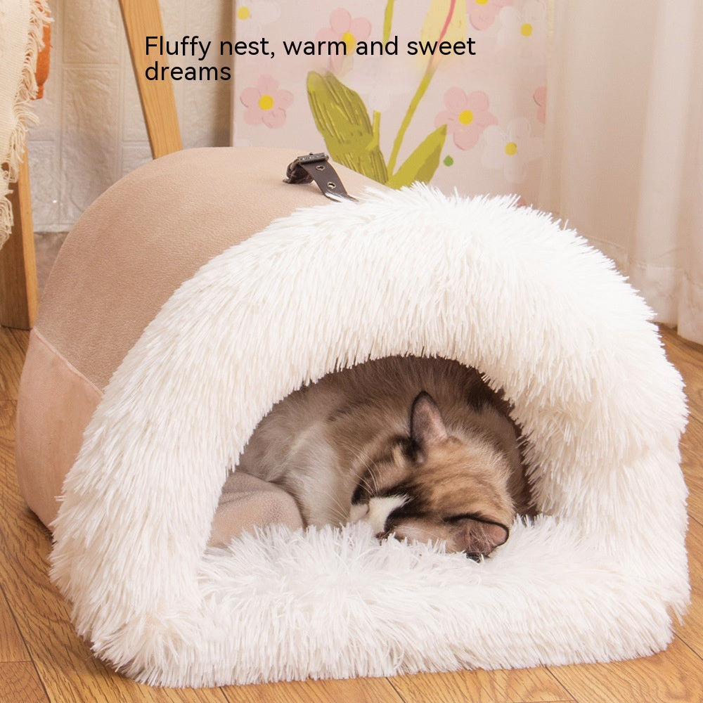 New Splice Portable Pet Nest Portable Autumn And Winter Warm Dog Nest Moisture-proof Long Fur Cat Nest Cross Border Pet Nest AliFinds