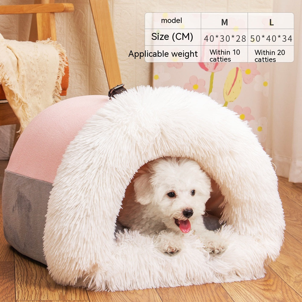 New Splice Portable Pet Nest Portable Autumn And Winter Warm Dog Nest Moisture-proof Long Fur Cat Nest Cross Border Pet Nest AliFinds