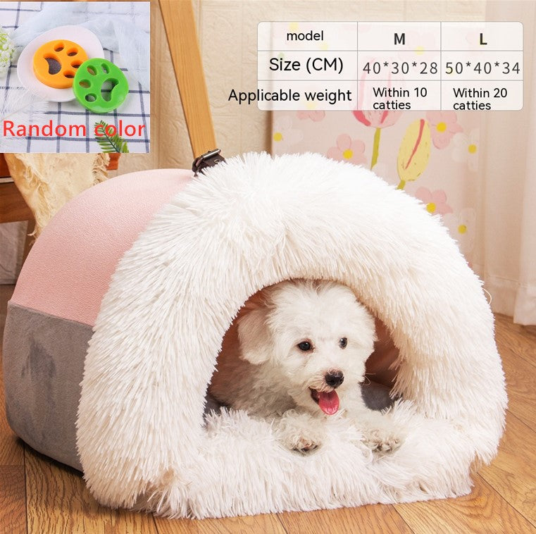 New Splice Portable Pet Nest Portable Autumn And Winter Warm Dog Nest Moisture-proof Long Fur Cat Nest Cross Border Pet Nest AliFinds