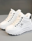 New White Shoes Middle-top Student Board Shoes Thick-soled Platform High-rise Snow Boots AliFinds