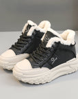 New White Shoes Middle-top Student Board Shoes Thick-soled Platform High-rise Snow Boots AliFinds