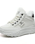 New White Shoes Middle-top Student Board Shoes Thick-soled Platform High-rise Snow Boots AliFinds