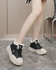 New White Shoes Middle-top Student Board Shoes Thick-soled Platform High-rise Snow Boots AliFinds