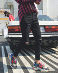 Nine-Point Knee Hole Jeans For Men Slim Korean Version AliFinds