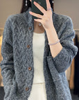 Women's Loose Stand Collar Long Sleeve Knitted Sweater