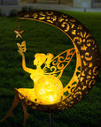 Solar Moon Fairy Lamp Outdoor Garden Iron Art