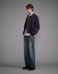 Washed Straight Jeans Men's Long Pants