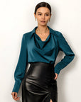 Women's Fashion Long Sleeve Irregular Collar Drape Shirt